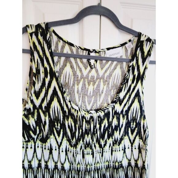 Avenue 18/20 Swing Top Cami Tank Size 1X Yellow Black Sleeveless Relax Fit Rayon - Picture 3 of 5